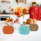 Wooden Fall Pumpkin Decorations for Home – 4PCS Rustic Farmhouse Thanksgiving Pumpkin Block Signs for Tiered Tray, Tabletop, Shelf, Office & Autumn Harvest Mantel Decor